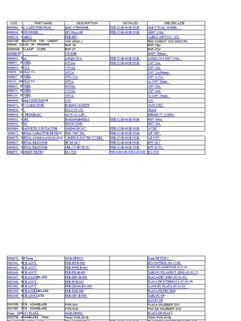 Electrical Component Specifications List | PDF