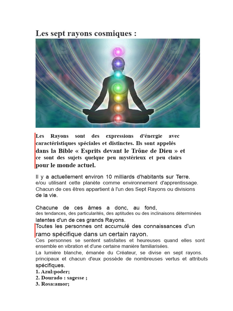 Les Sept Rayons Cosmiques et leurs Maîtres | PDF | Ange | Dieu