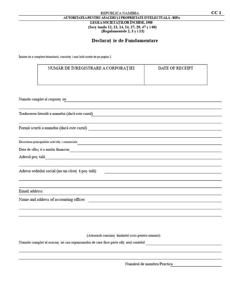 Declarația de Fondare CC1 | PDF