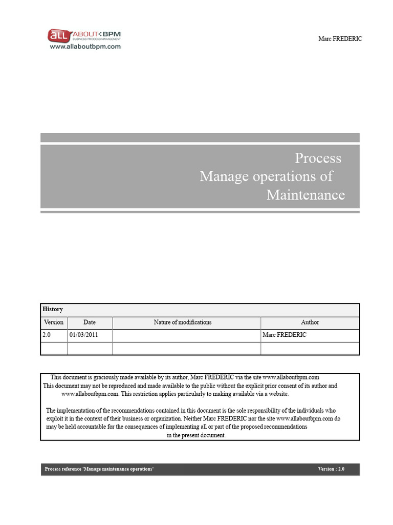 Maintenance Process V2 | PDF