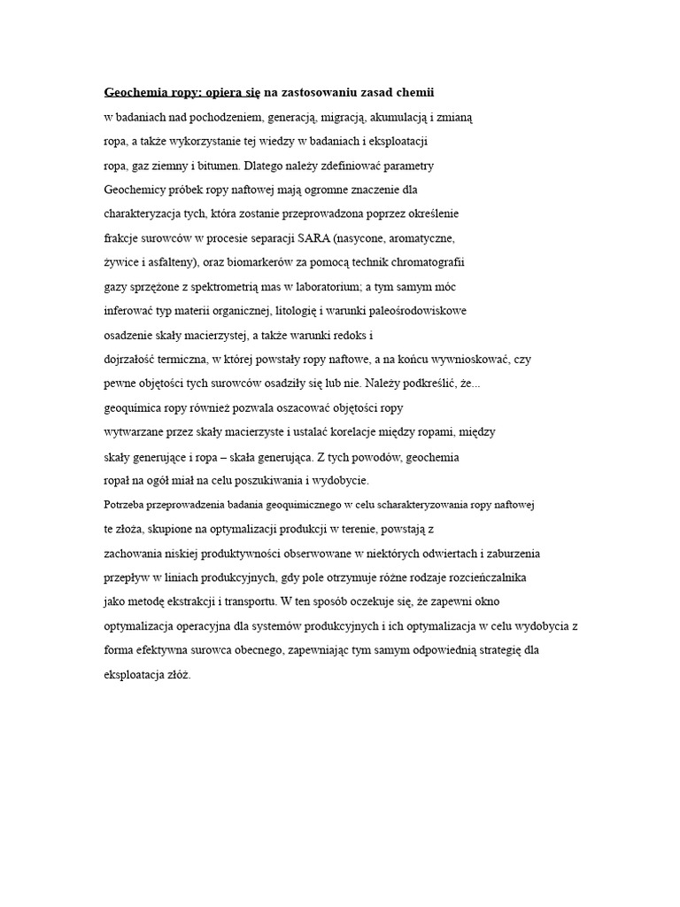 Geochemia Ropy Naftowej | PDF
