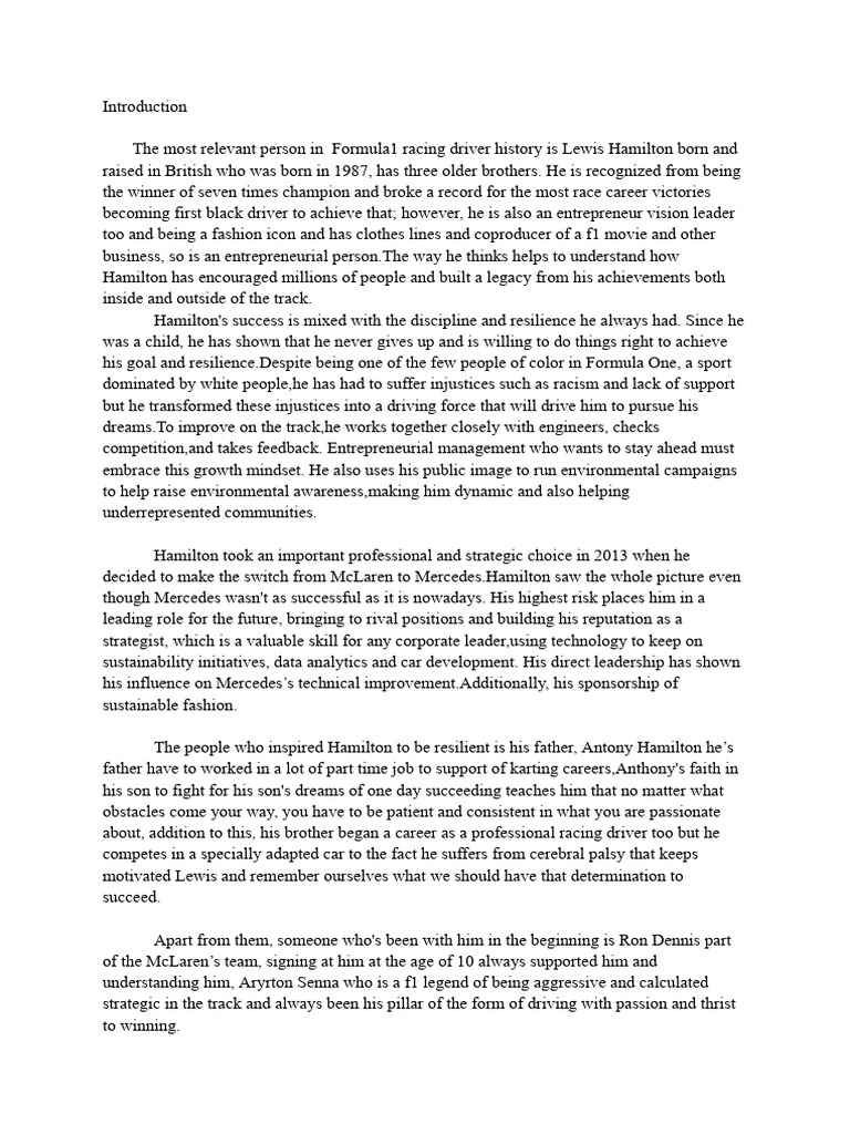 ESSAY | PDF | Formula One | Motorsport Competitions