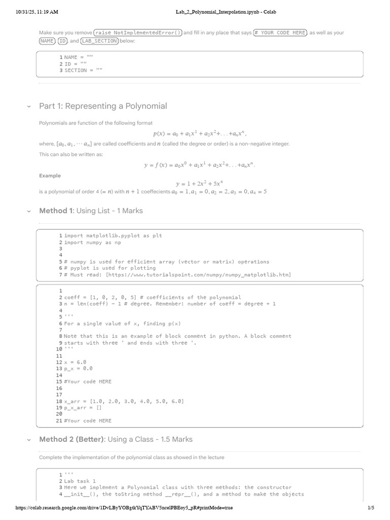 Polynomial Class Implementation Guide | PDF | Polynomial | Matrix ...