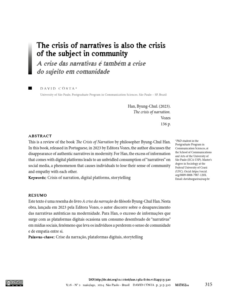 Crisis of Narratives in Modern Society | PDF | Narrative | Storytelling