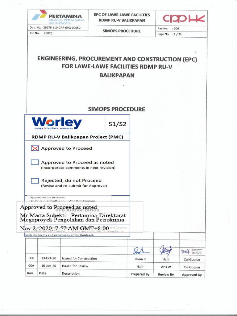 110 GPP GHX 00050 000 SIMOPS Procedure (Approved) | PDF | Hazards | Risk