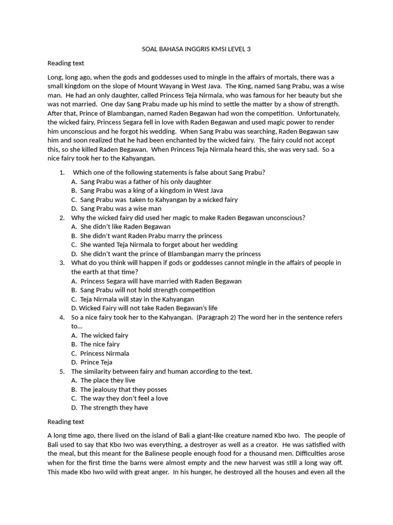 Soal KMSI Bahasa Inggris Level 3 | PDF | Moon | Crust (Geology)