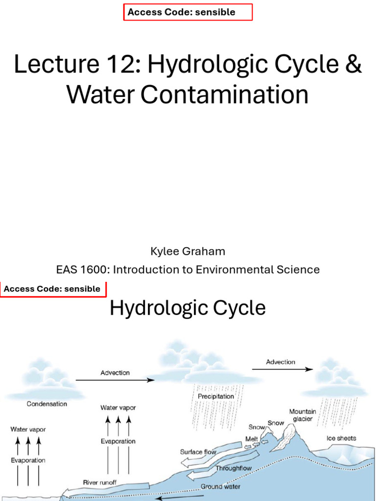 Lecture 12 – Hydrologic Cycle+Water Contamination | PDF | Water ...