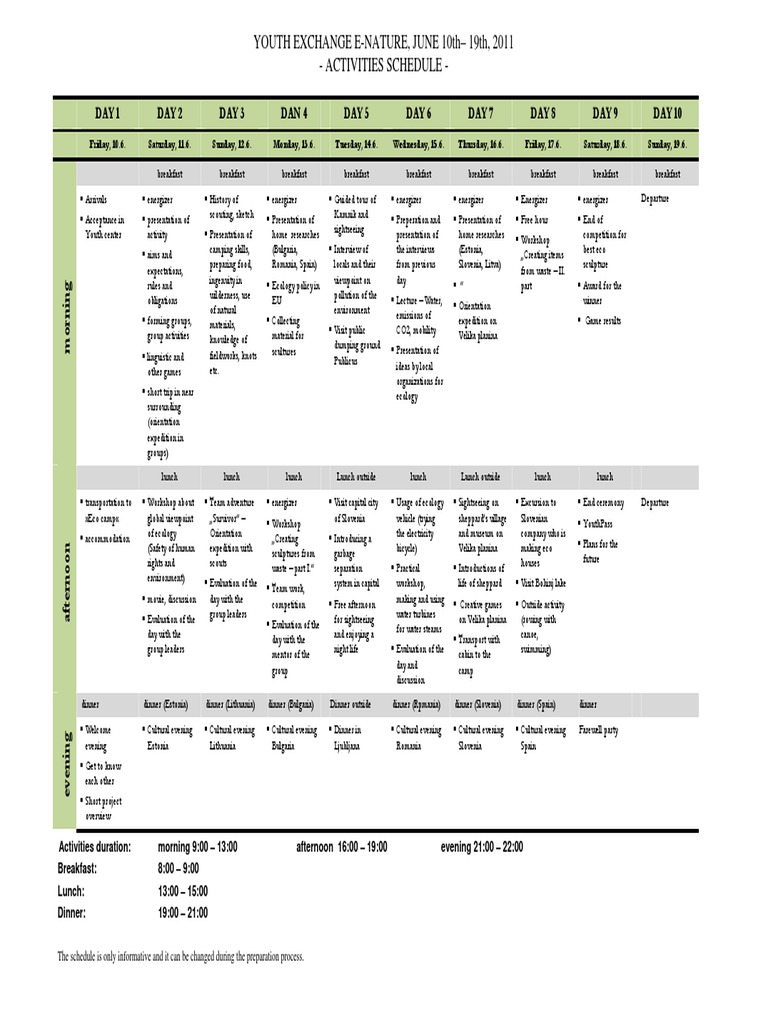 Schedule PDF | PDF | Nature | Business