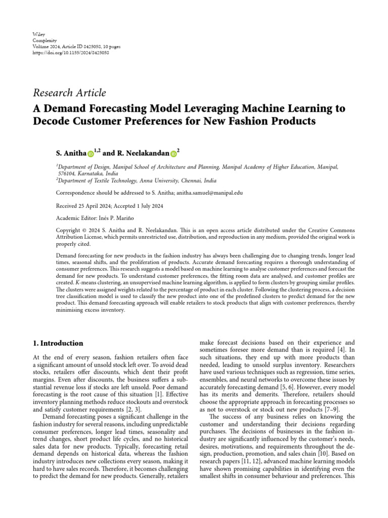 Machine Learning for Fashion Demand Forecasting | PDF | Cluster ...