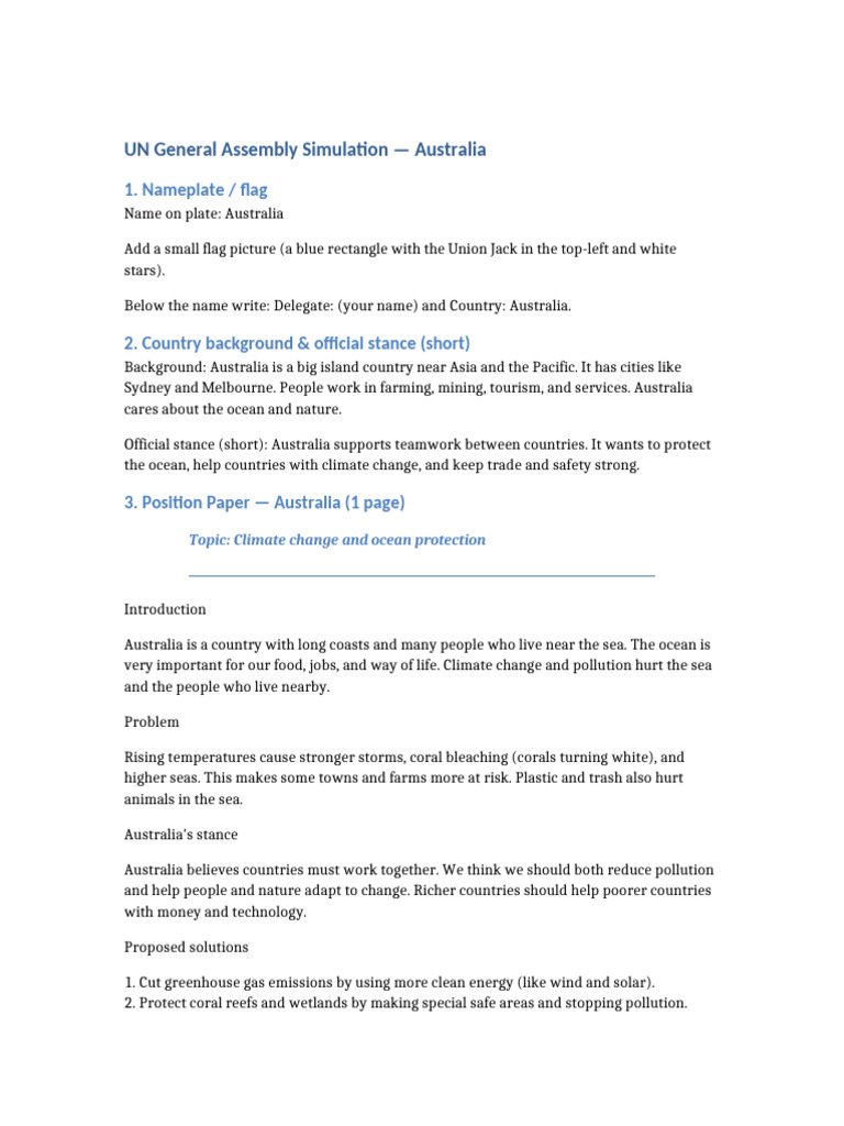 Australia’s Position on Climate & Ocean Protection | PDF | Climate ...
