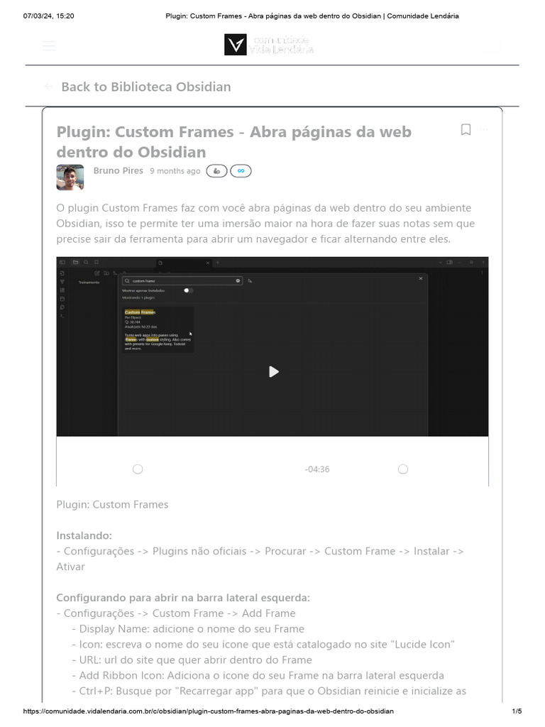 Custom Frames no Obsidian: Guia de Uso | PDF | Plug-in (informática ...