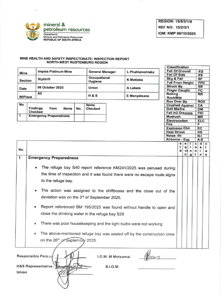 DMPR Inspection Report 06-10-2025 Styldrift | PDF