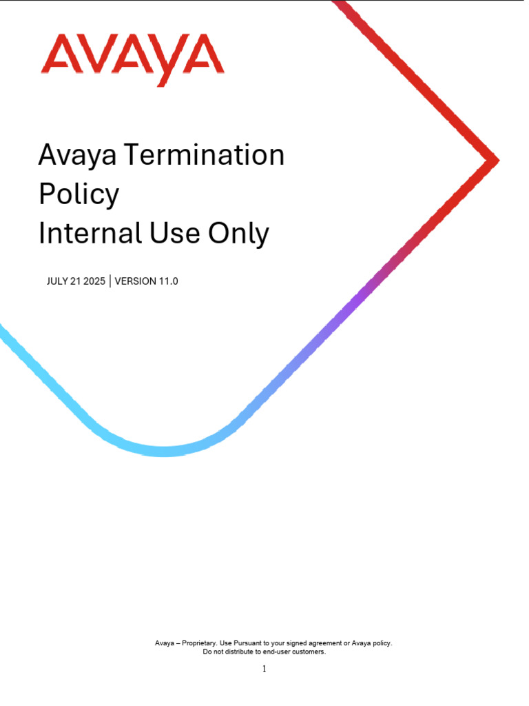 Avaya Termination Policy Overview | PDF | Proprietary Software | Computing