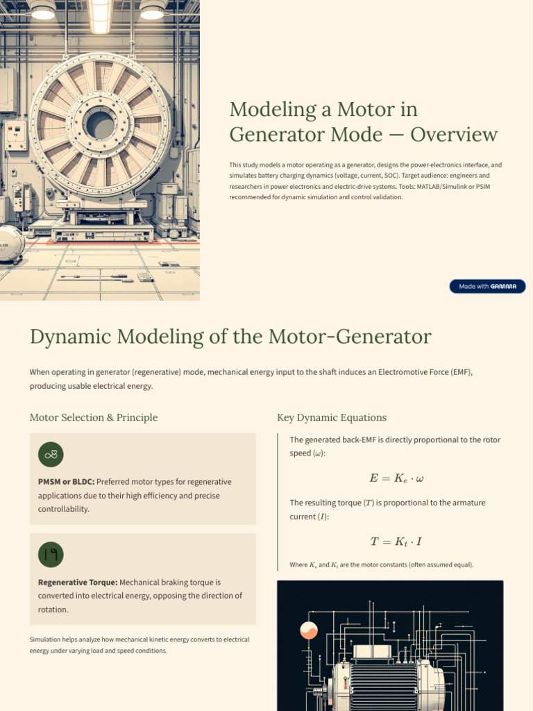 Modeling a Motor in Generator Mode Overview | PDF | Electric Motor ...