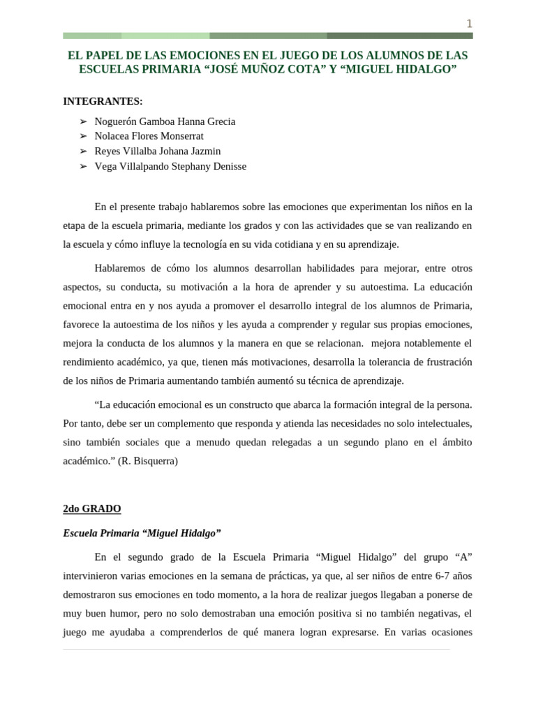 El Papel de Las Emociones en El Juego de Los Alumnos. | PDF | Educación ...