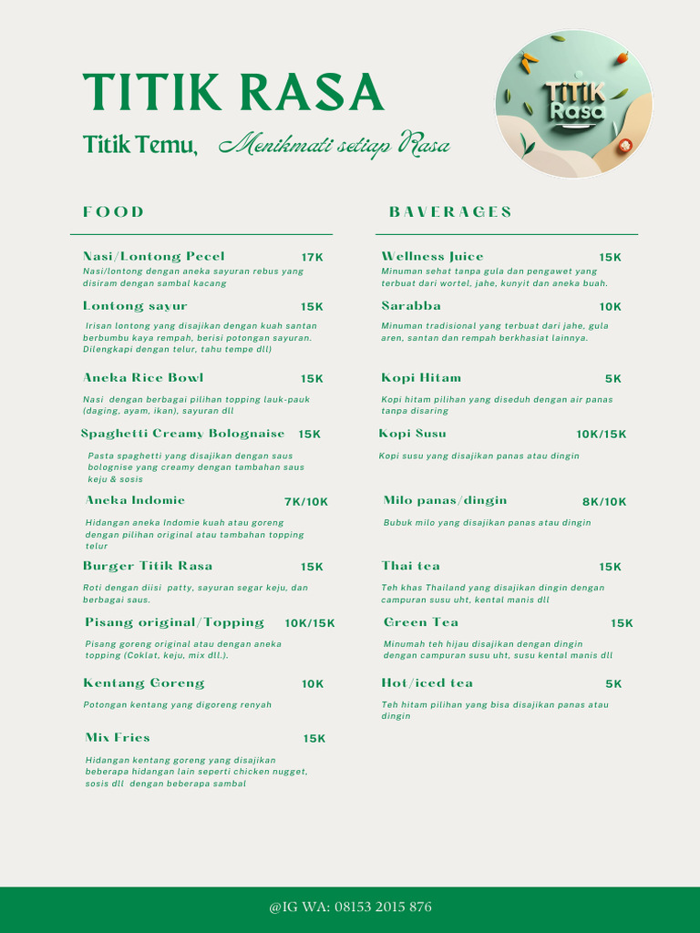 Menu Variasi Titik Rasa | PDF