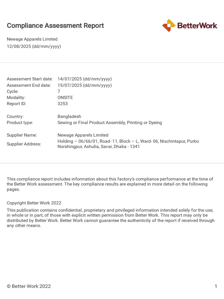 SLCP-7th Cycle - Compliance Assessment Report (SLCP Compatible) Newage ...