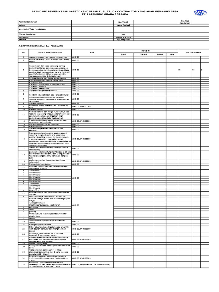 Pemeriksaan Keselamatan Kendaraan MHS 03 | PDF