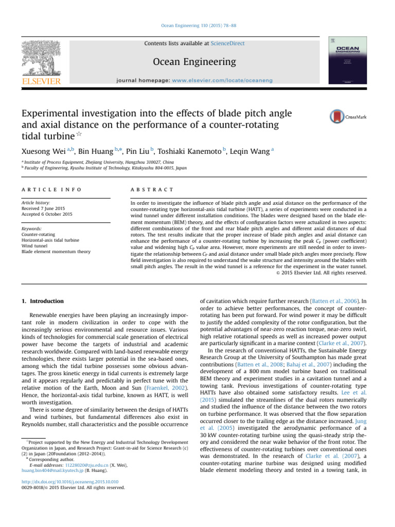 Experimental Investigation Into The Effects of Blade Pitch Angle and ...