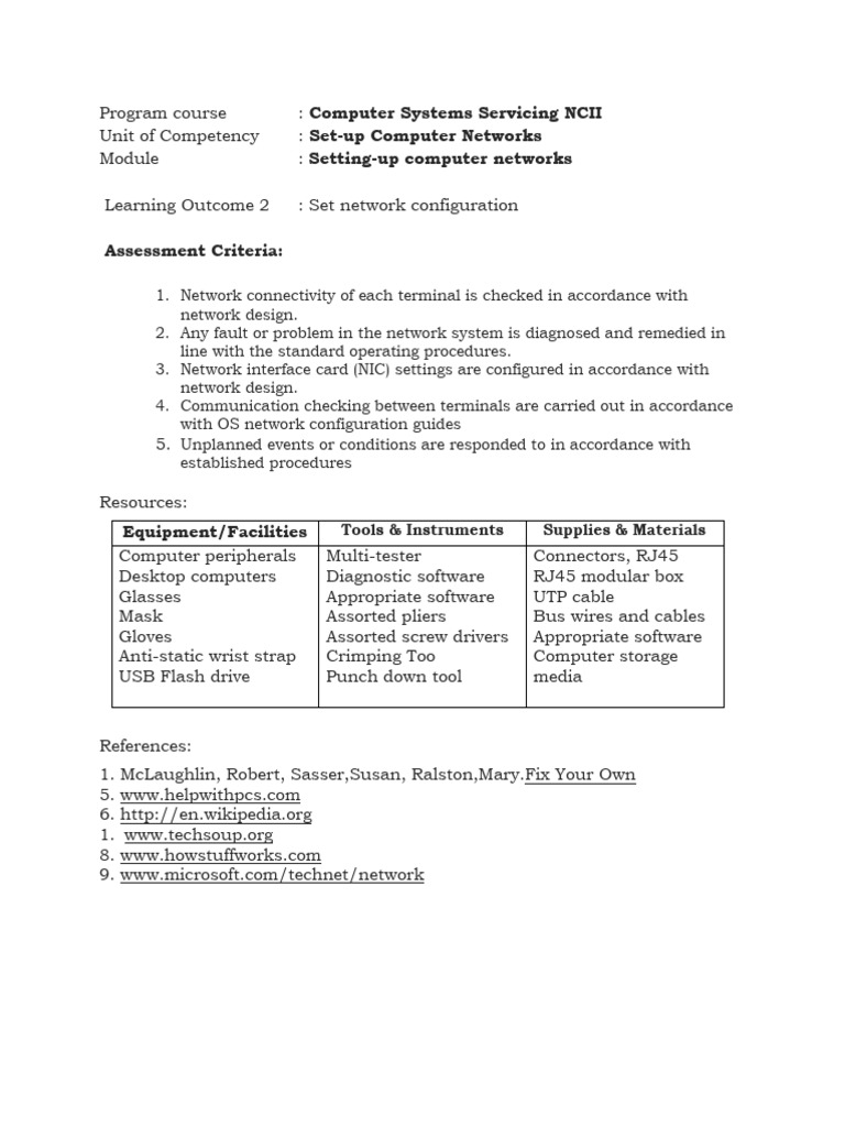 Network Configuration for Computer Systems | PDF | Computer Network ...
