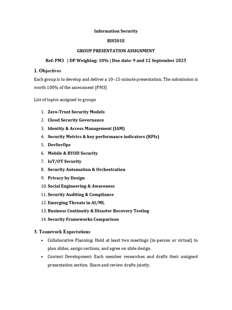 Group Presentation Guidelines on Security | PDF | Computing