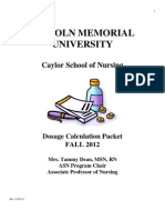 LMU Caylor School of Nursing Dosage Calculation Packet