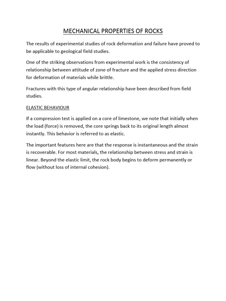 Mechanical Properties of Rocks Explained | PDF | Deformation ...