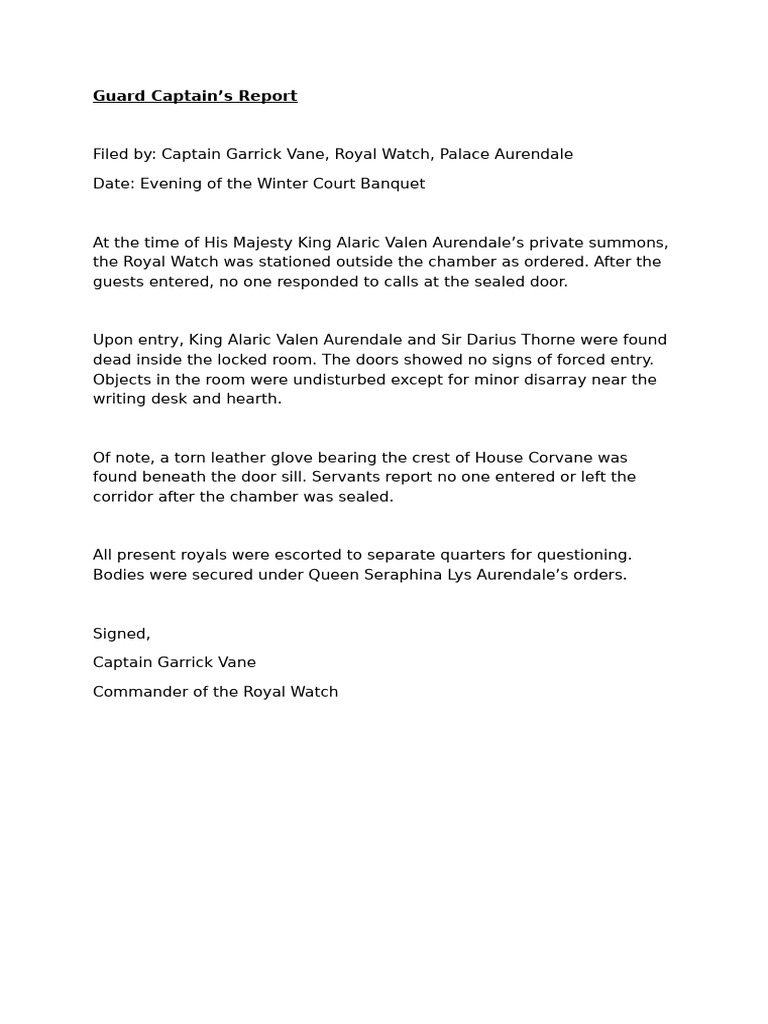 Guard Captain's Report | PDF
