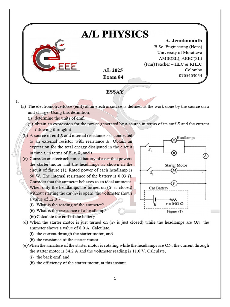 Electric Circuit Analysis and Battery Calculations | PDF | Physical ...