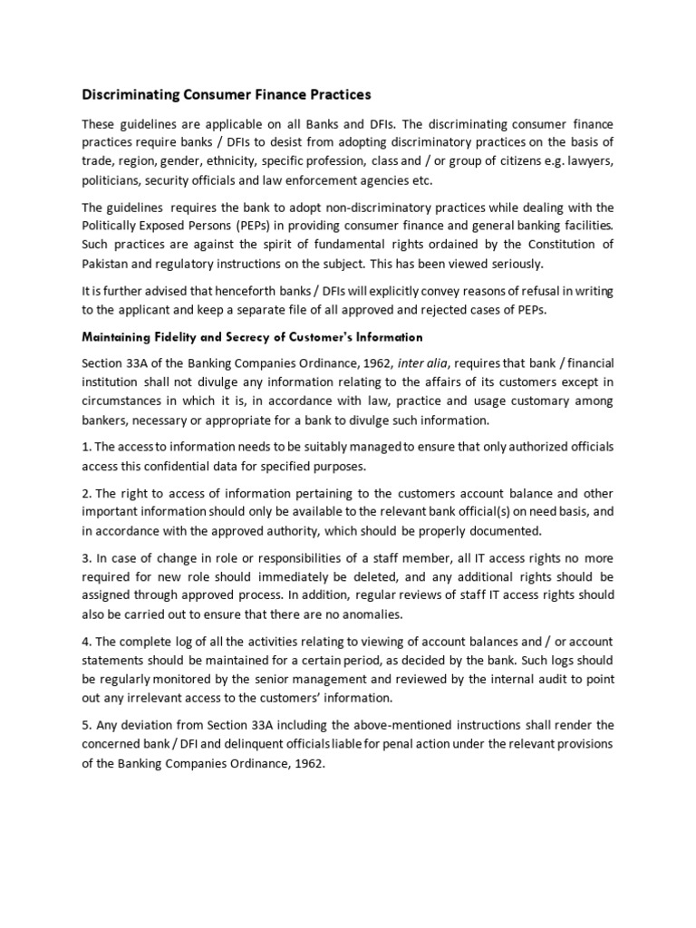 Discriminating Consumer Finance Practices PDF Discrimination