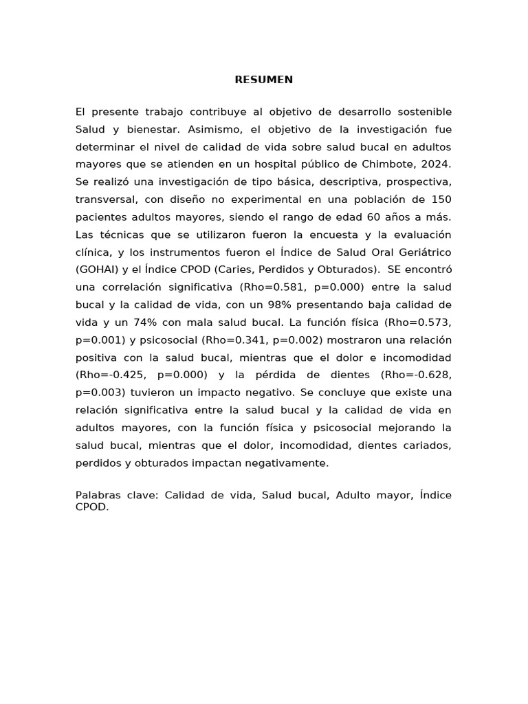 Salud Bucal y Calidad de Vida en Mayores | PDF | Vejez | Hospital