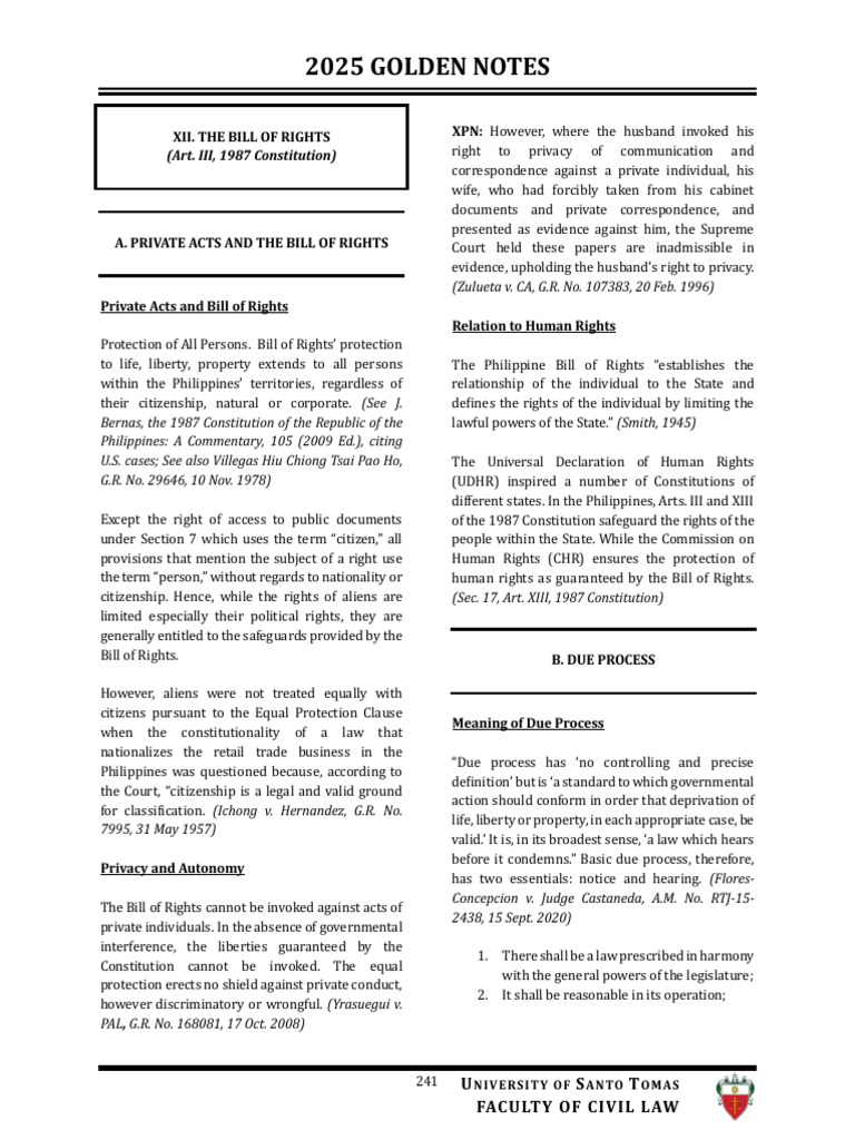 Understanding the Philippine Bill of Rights | PDF | Due Process Clause ...