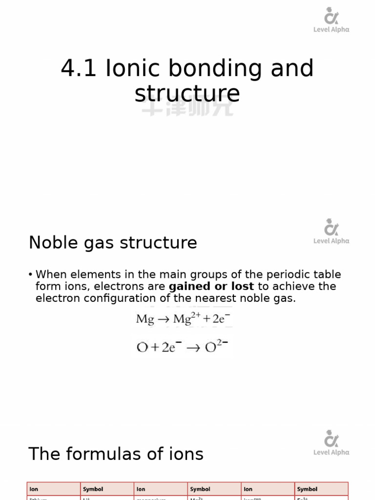 4.1 Ionic Bonding and Structure | PDF