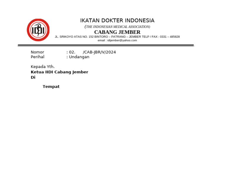 Undangan IIDI Cabang Jember 2024 | PDF