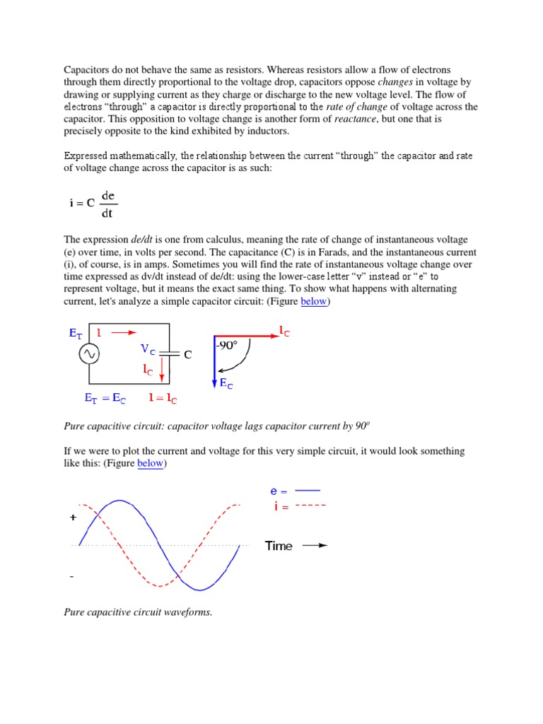 Capacitors and AC Voltage Behavior | PDF | Electrical Impedance ...