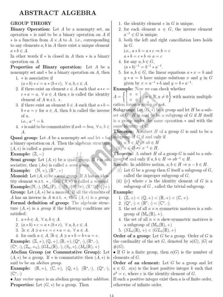Understanding Group Theory Basics | PDF | Group (Mathematics) | Index ...