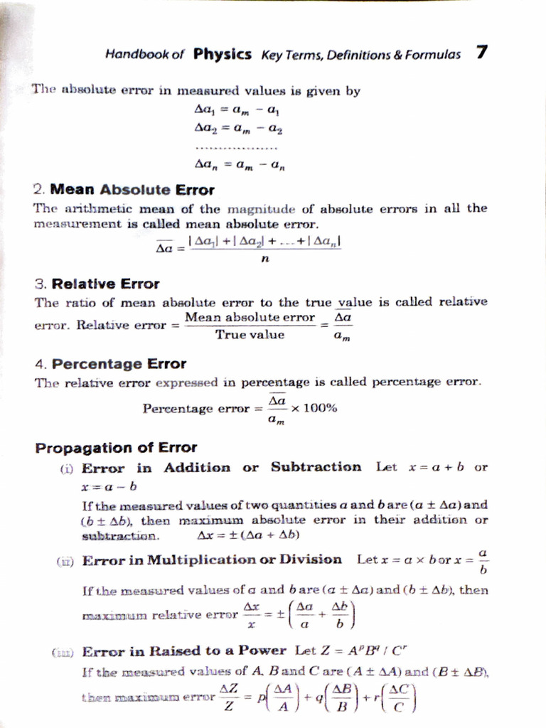 Physics Error Analysis: Key Concepts | PDF
