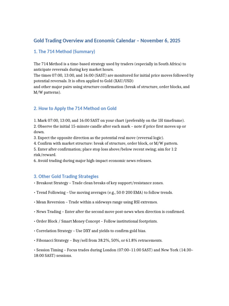 Gold Trading Strategy: The 714 Method | PDF | Investing | Private Sector