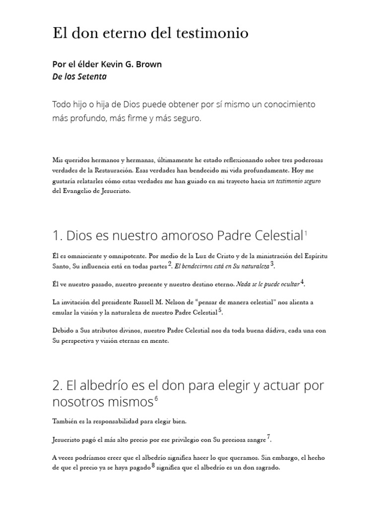 El poder del testimonio eterno en Dios | PDF | Libre albedrío | Dios el ...