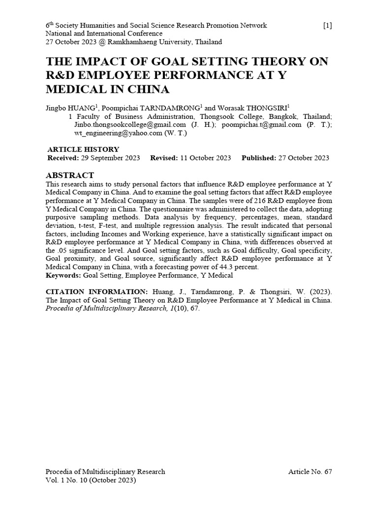 Goal Setting's Impact on R&D Performance | PDF | Goal Setting | Goal