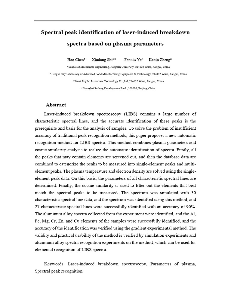 Automated LIBS Spectral Peak Identification | PDF | Spectroscopy ...