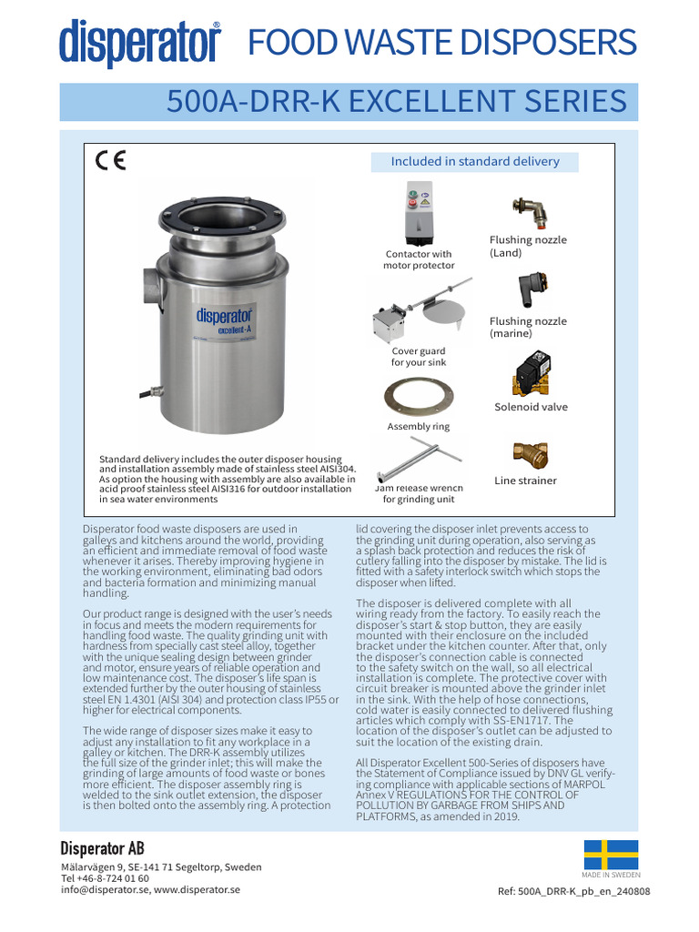 Food Waste Disposers: 500A-Drr-K Excellent Series | PDF | Sink | Mains ...