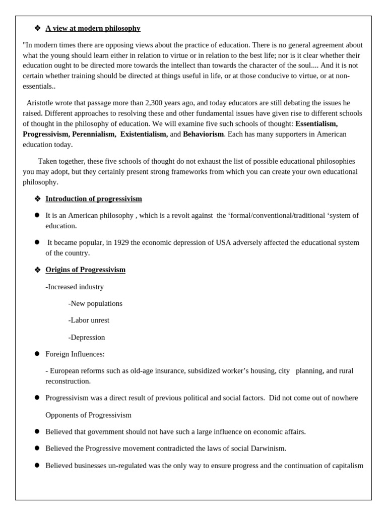 Modern Educational Philosophies Explained | PDF | John Dewey | Teachers
