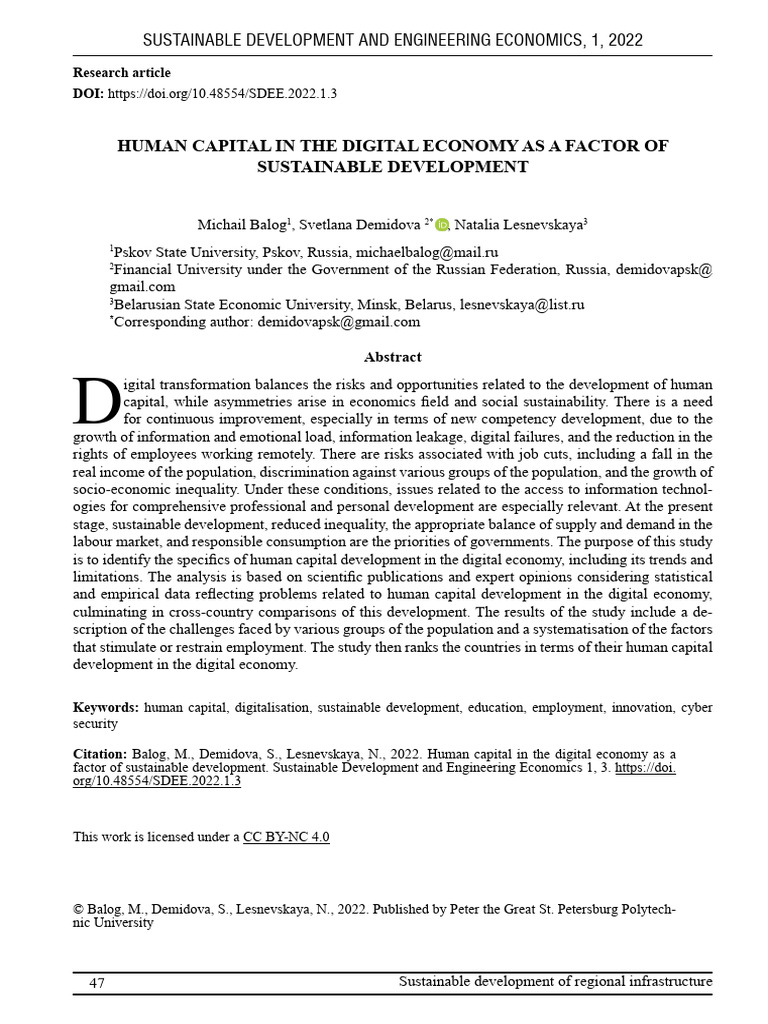 Human Capital in The Digital Economy As A Factor of Sustainable ...