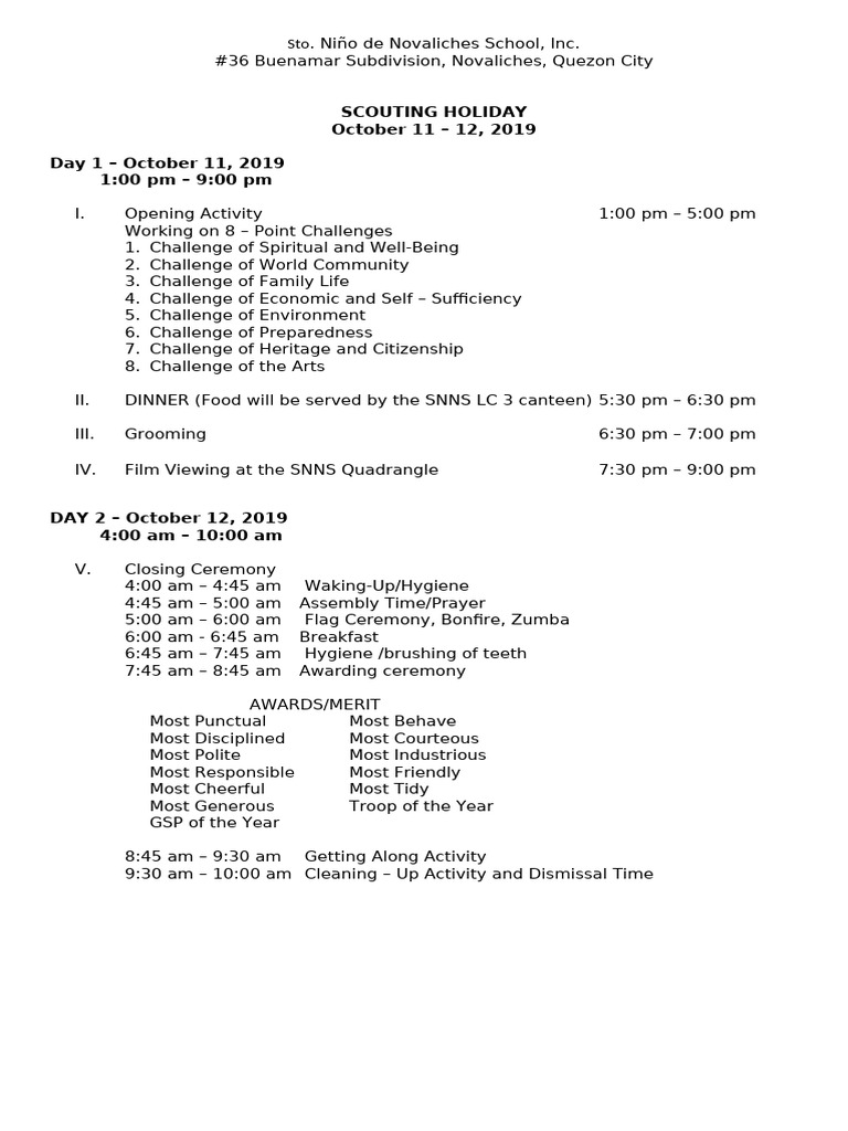 Scouting Holiday Activities | PDF