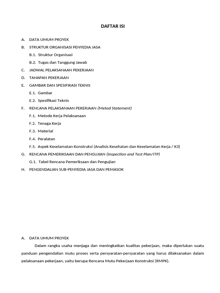 Rencana Mutu Proyek Machasa Valentino | PDF