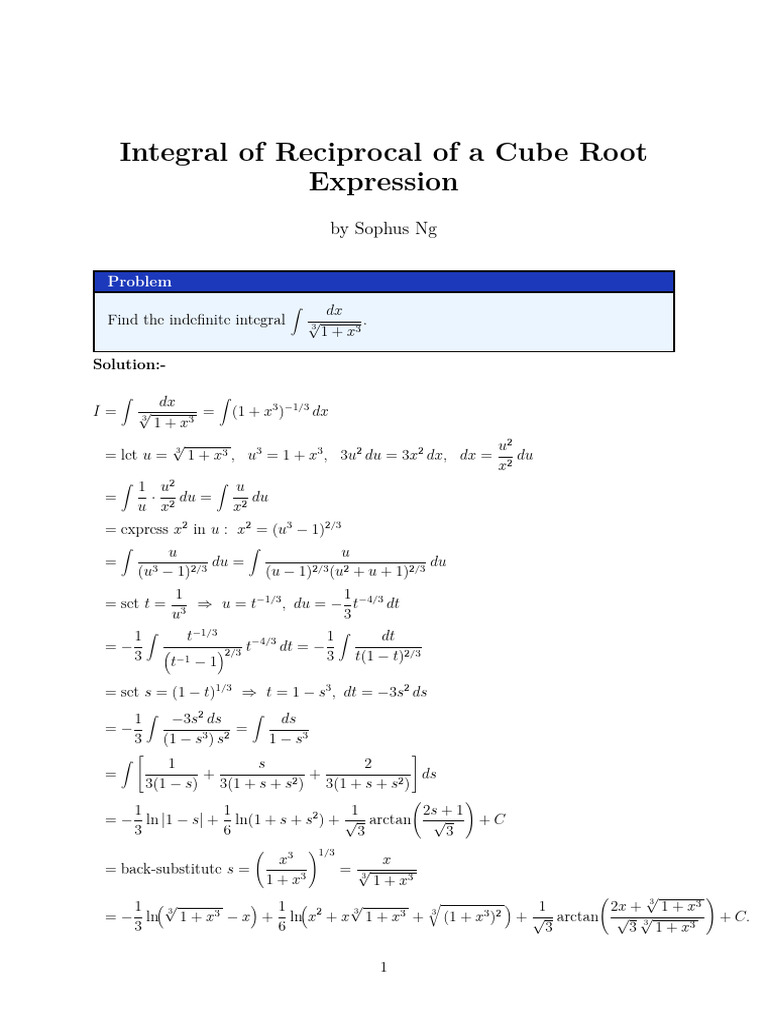 Intgrl of Reciprocal of Cuberoot | PDF