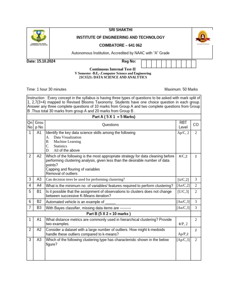 Ciat 2 Qp Dsa 15 10 2024 Pdf Cluster Analysis Applied Mathematics