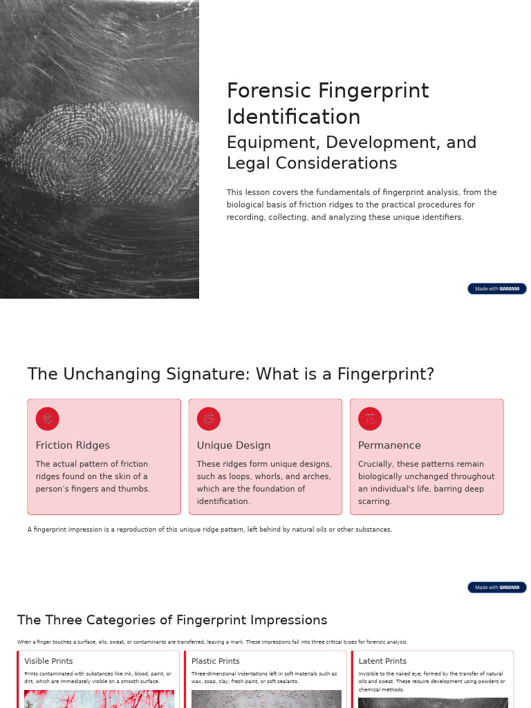 Forensic Fingerprint Identification Guide | PDF | Fingerprint ...