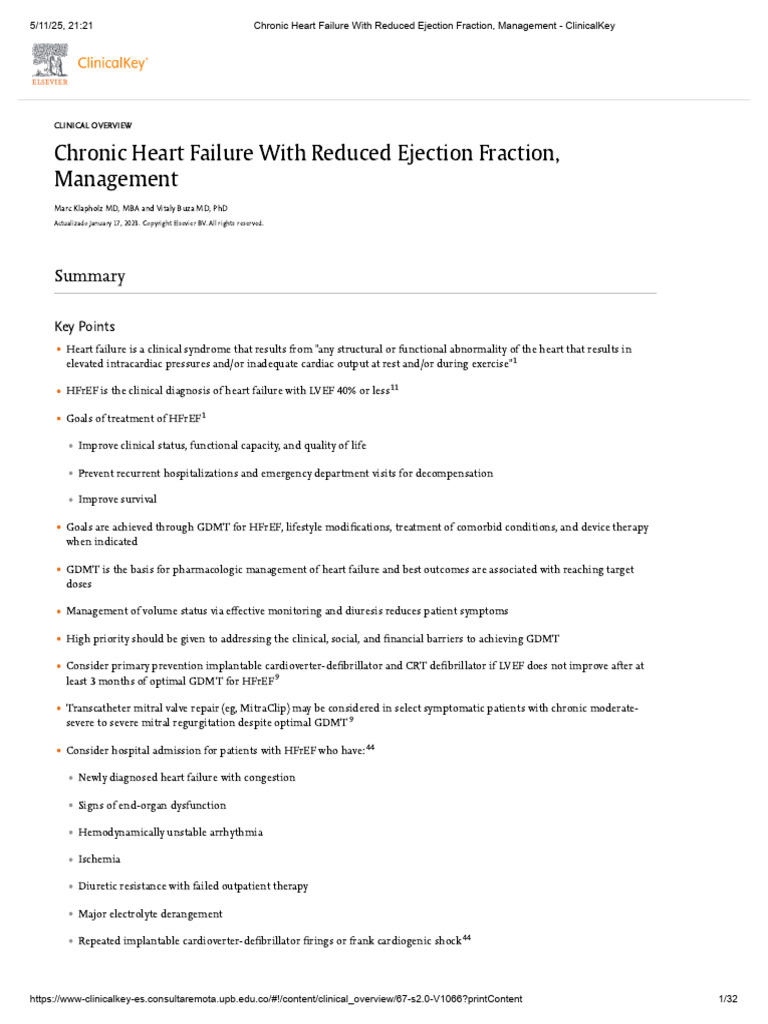 HFrEF Management and Treatment Overview | PDF | Heart Failure | Heart